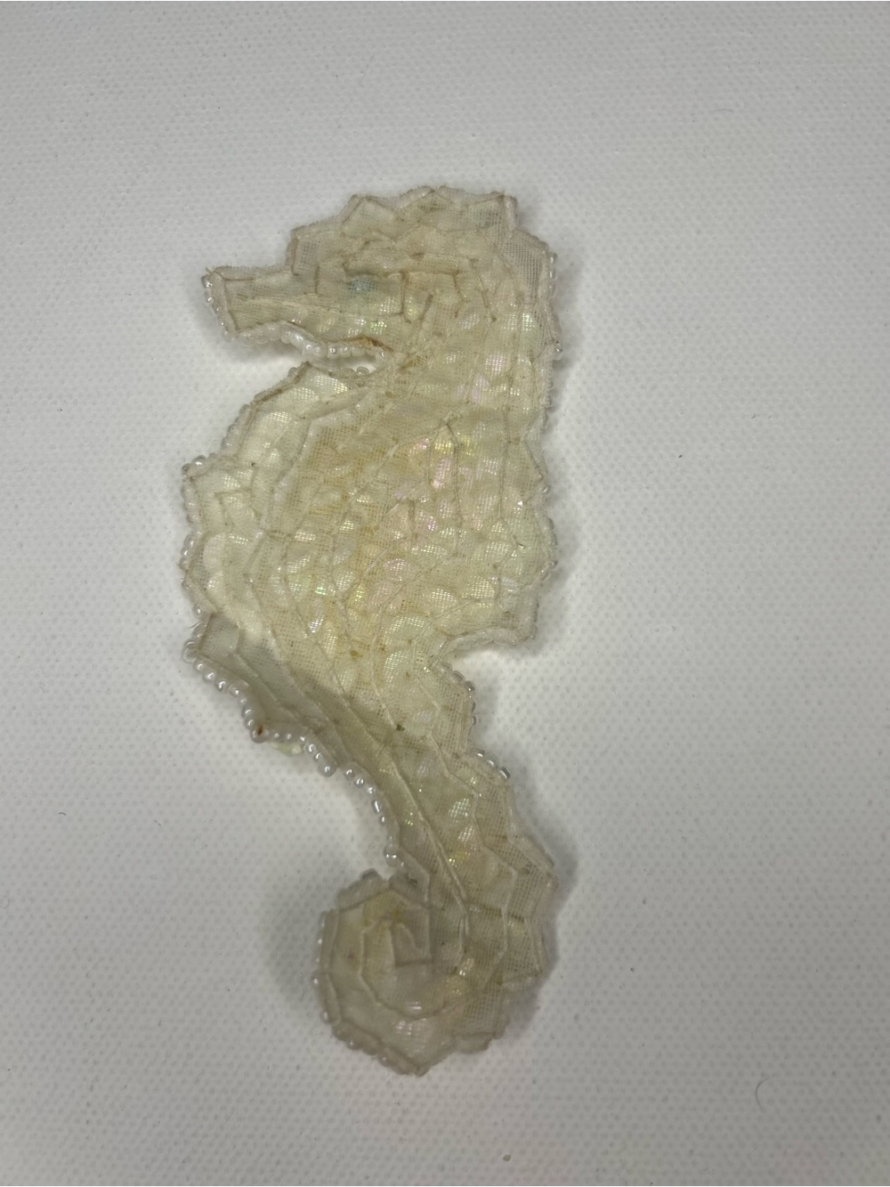 Vintage Iridescent Sequined Beaded Seahorse Patch Applique - Picture 3 of 4